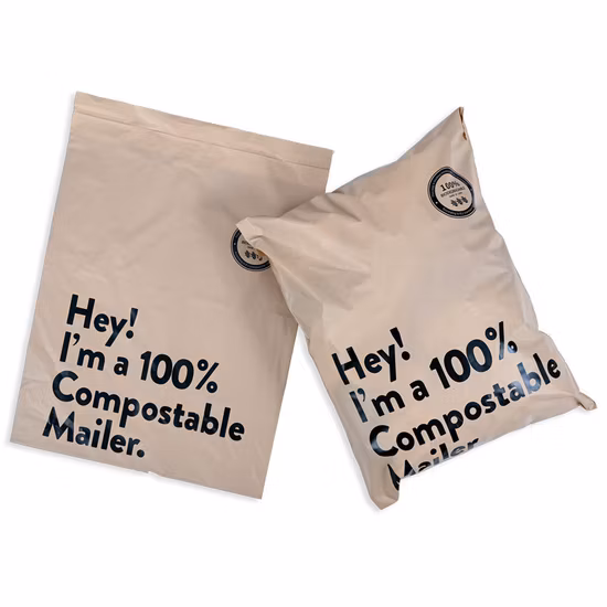 Logo compostable biodégradable imprimé petit vêtement gratuit sac d'expédition en plastique poly noir compostable personnalisé pour l'emballage de courrier de vêtements Amidon de maïs PLA Pbat
